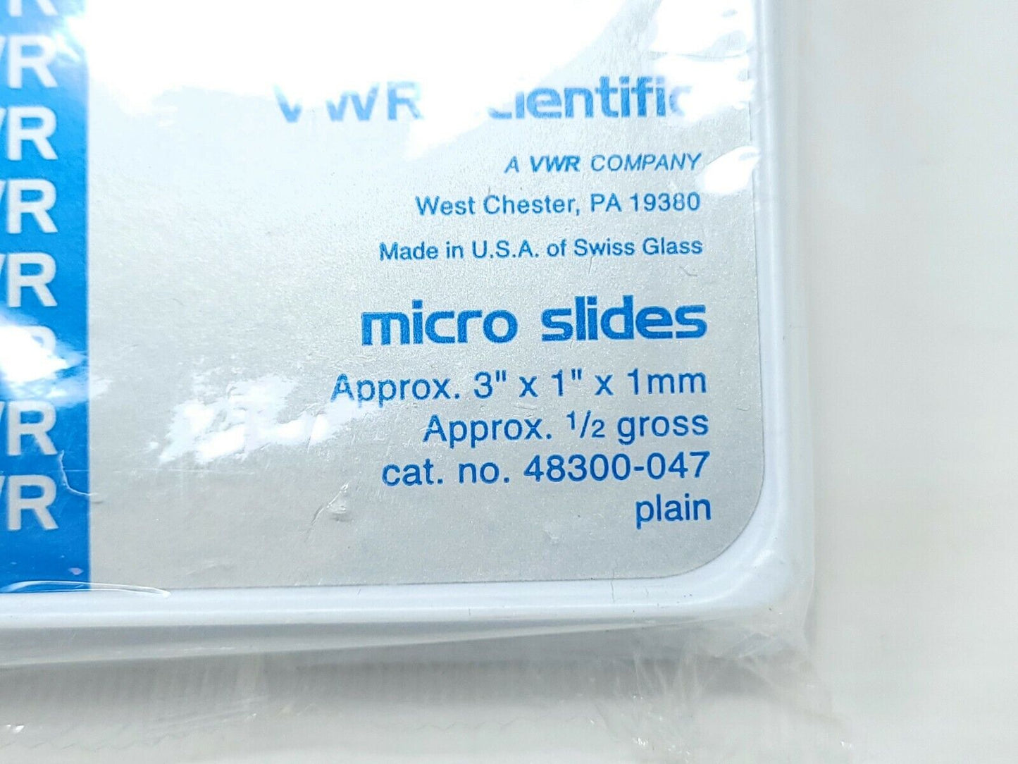 VWR Scientific Microscope Micro Slides Plain 3"x1" 1mm 1/2 Gross Cat. 48300-047