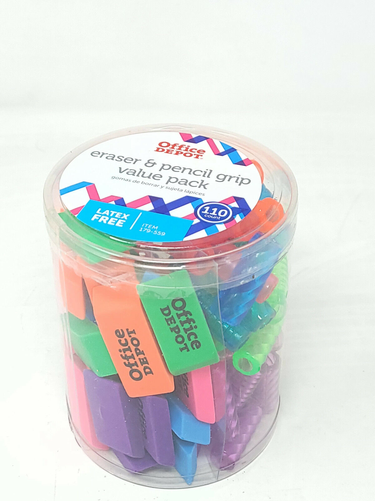 Office Depot "Eraser & Pencil Grip Value Pack -  110 pieces - New in Box