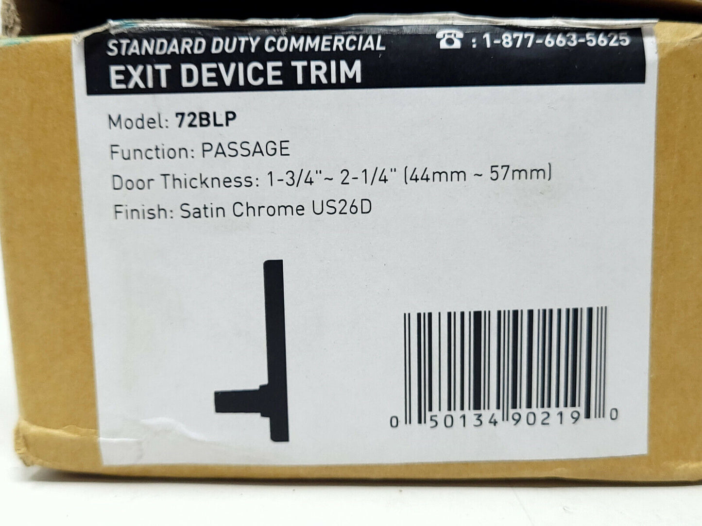 Arctek Standard Duty Commercial Exit Device Trim -  #72BLP - Satin Chrome - NEW