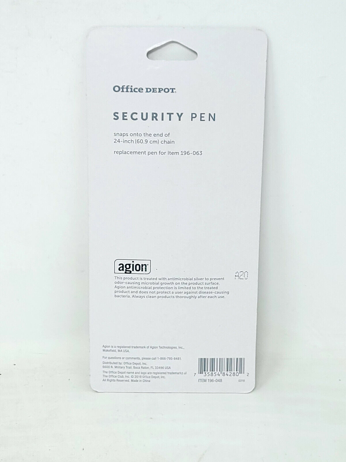 18x Packs Office Depot Brand Security Pen, Antimicrobial, Medium Point, black