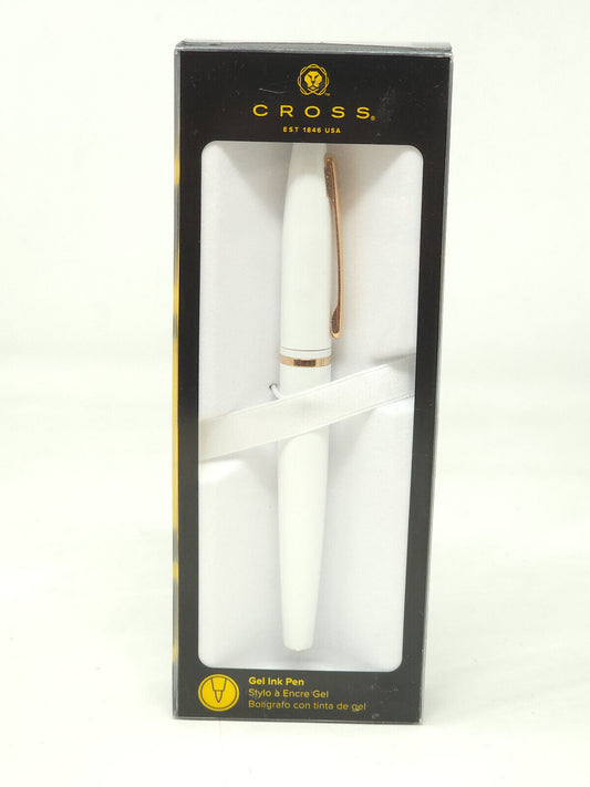 Cross Calasis Ballpoint Pen - Pearlescent White Lacquer with Rose Gold Trim -NEW