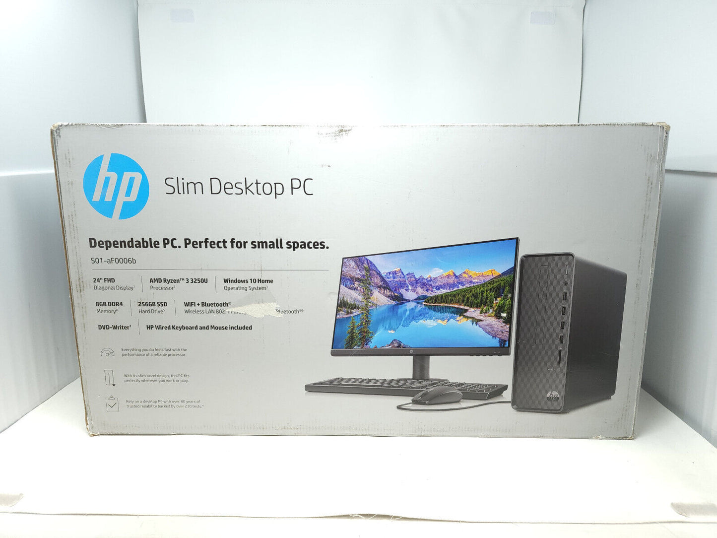 HP Slim Desktop PC/Monitor Combo - S01-aF006b - AMD Ryzen 3, 8GB, 256GB NVME SSD