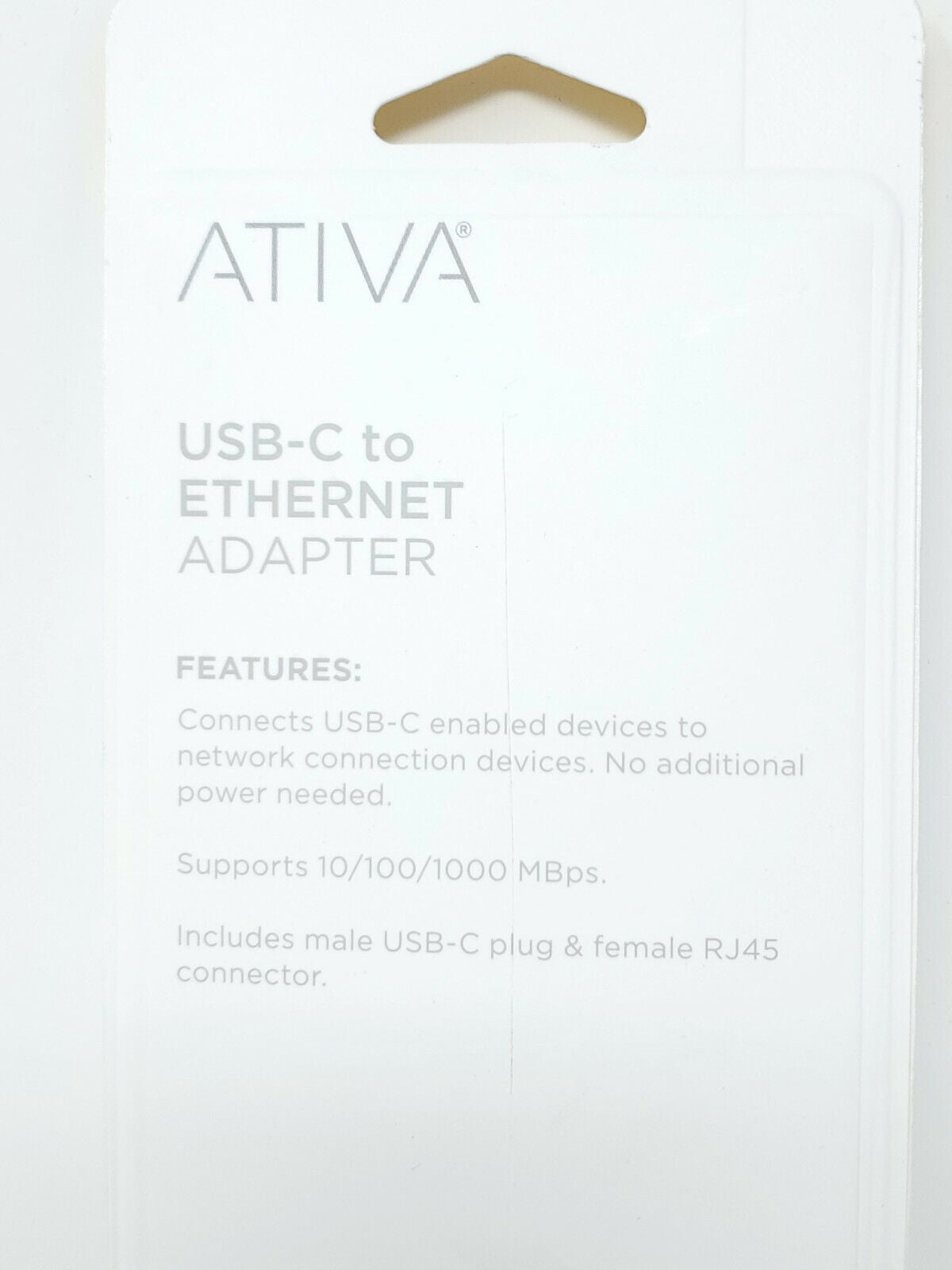 ATIVA USB-C to Ethernet Adapter - Item Number 136-911 - New in Box