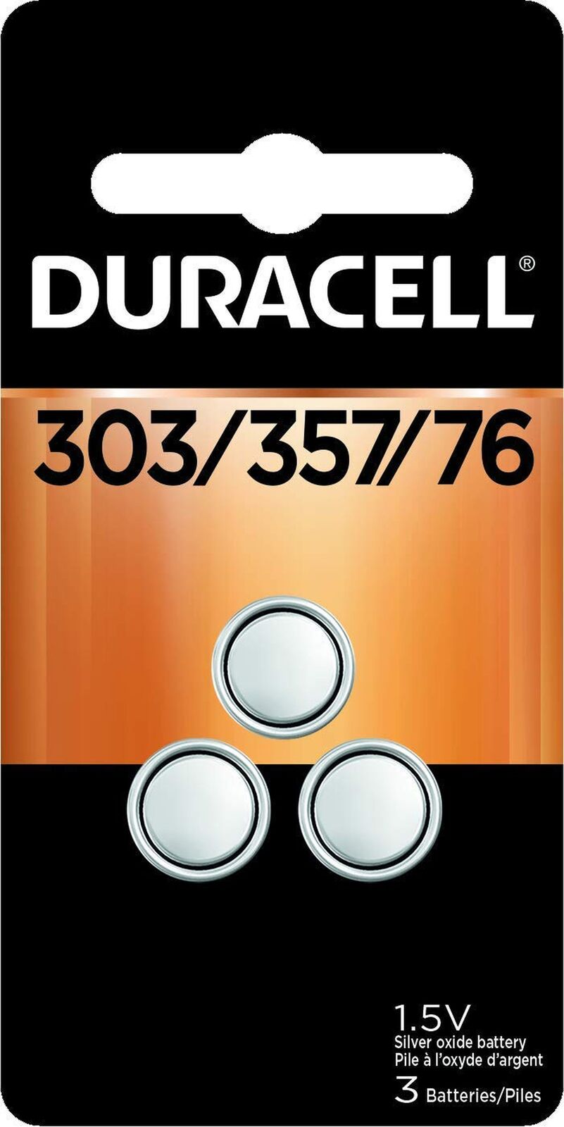 Duracell 303/357/76 Silver Oxide Button Battery, 3 Count Pack, 303/357/76 1.5...