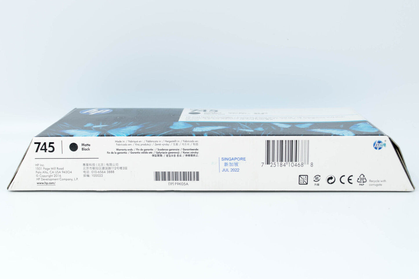 HP 745 300-ml DesignJet Matte Black Ink Cartridge, F9K05A - NEW - EXP: JUL 2022