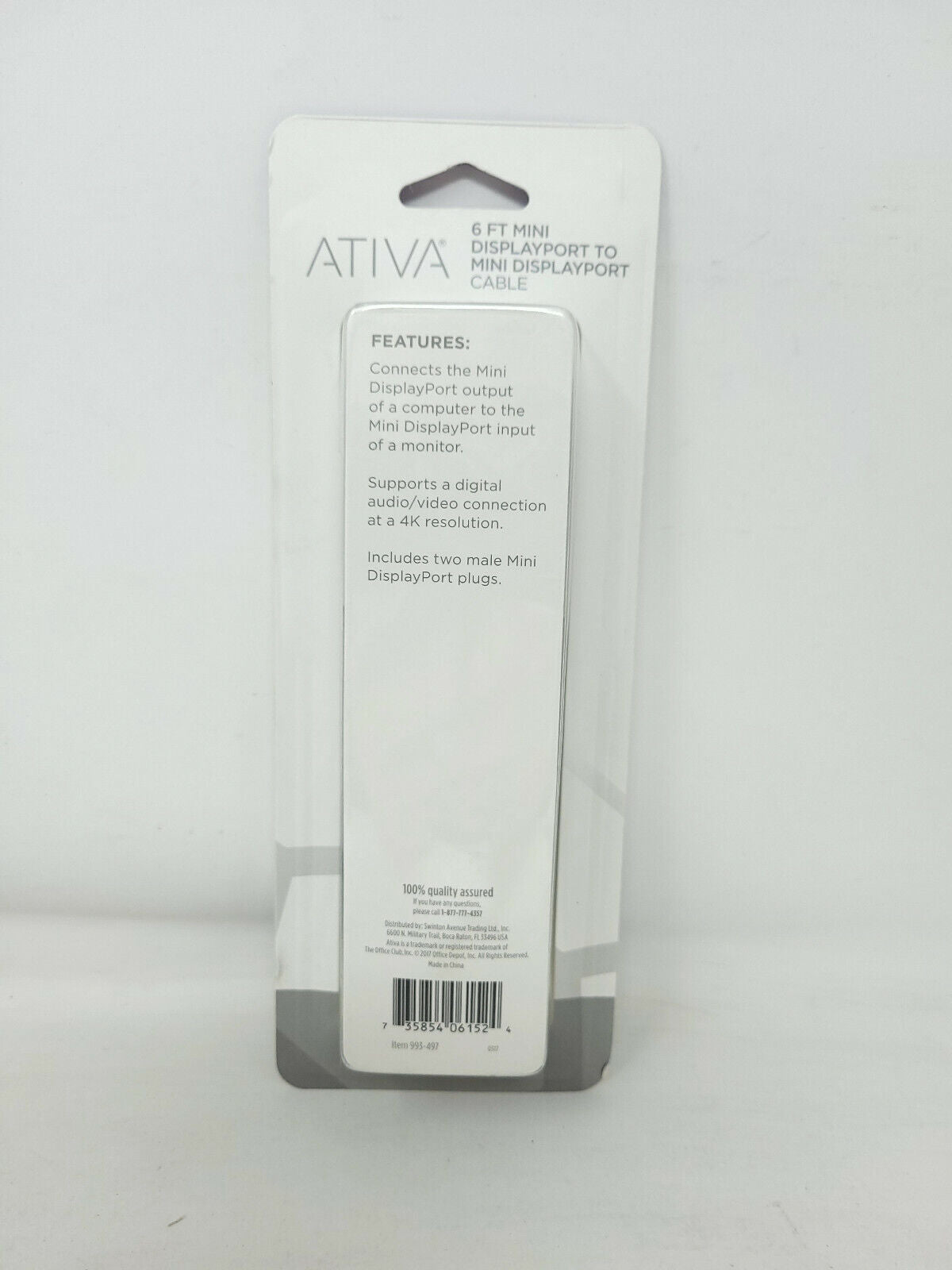 Ativa Mini Displayport to Mini Displayport Cable 6 ft. video, Heavy Duty - NEW