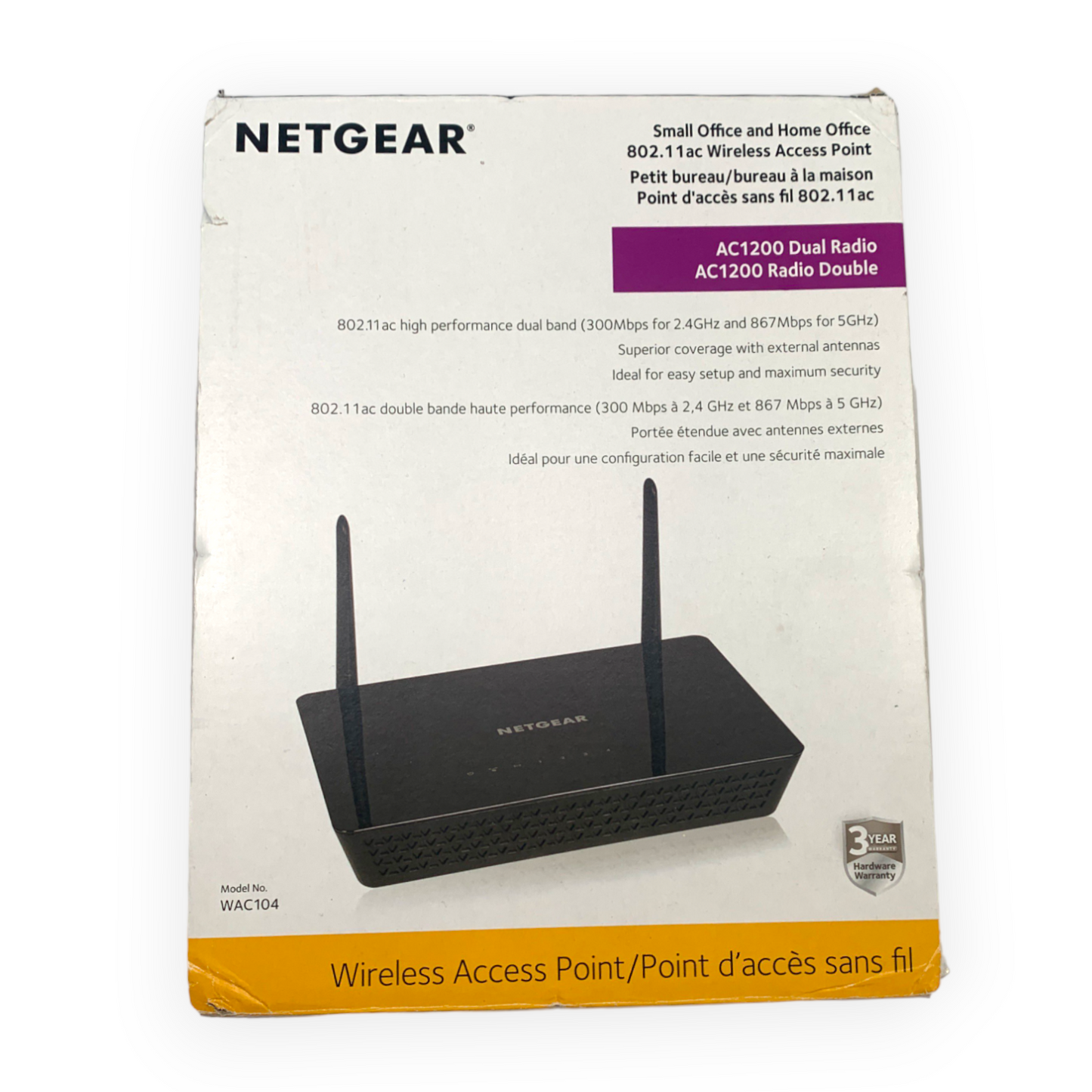 NETGEAR WAC104 AC1200 Wireless Access Point – Includes Ethernet Cable, DEFECTIVE