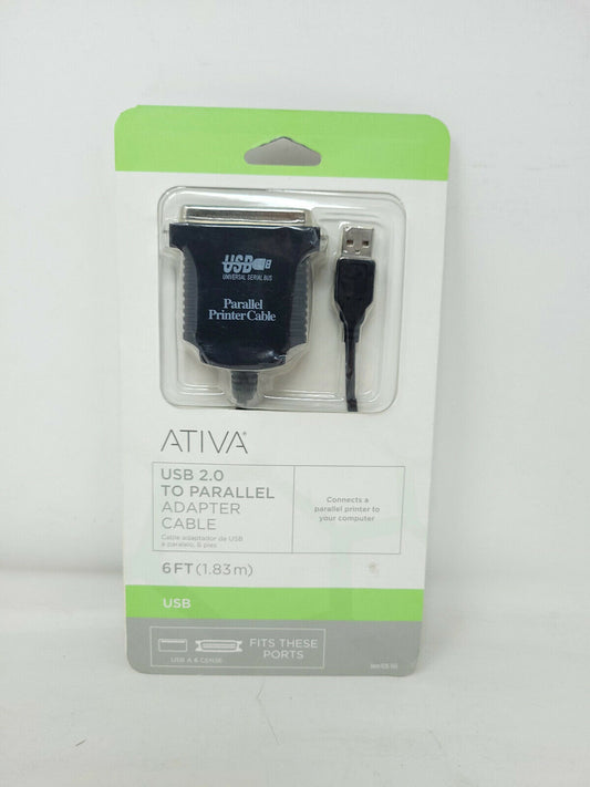 Ativa 6FT USB 2.0 To  Parallel Adapter Printer  Cable, 6'  828-565 - NEW in box