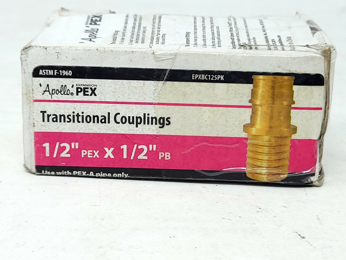 Apollo PEX Transitional Couplings 1/2”PEX X 1/2”PB Model: EPXBC125PK - Open Box