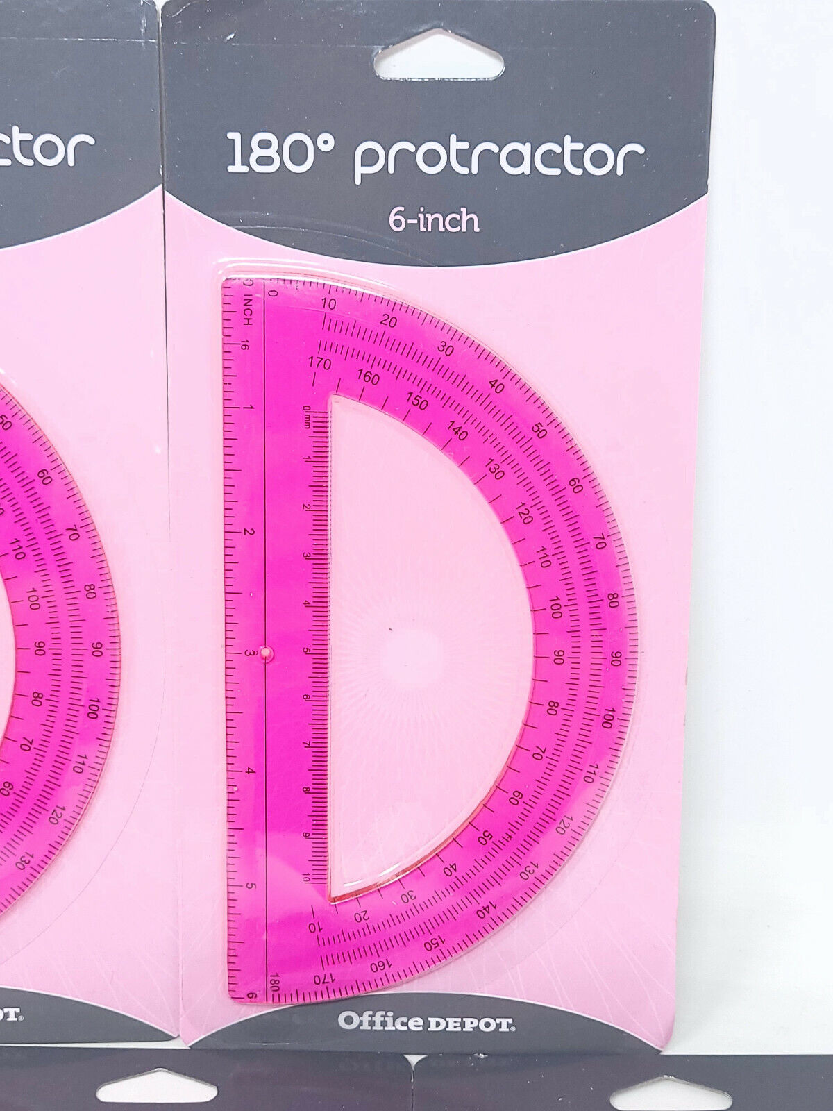 Lot Of 5 Office Depot 6-inch 180 Degree Protractor Item #713-585 A1 - Pink