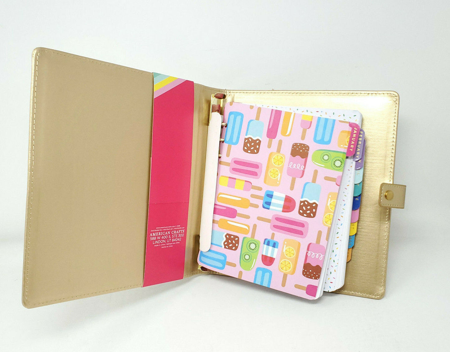 American Crafts Damask Love Colorfun Planner 8 x 6 Gold Vertical Undated - New