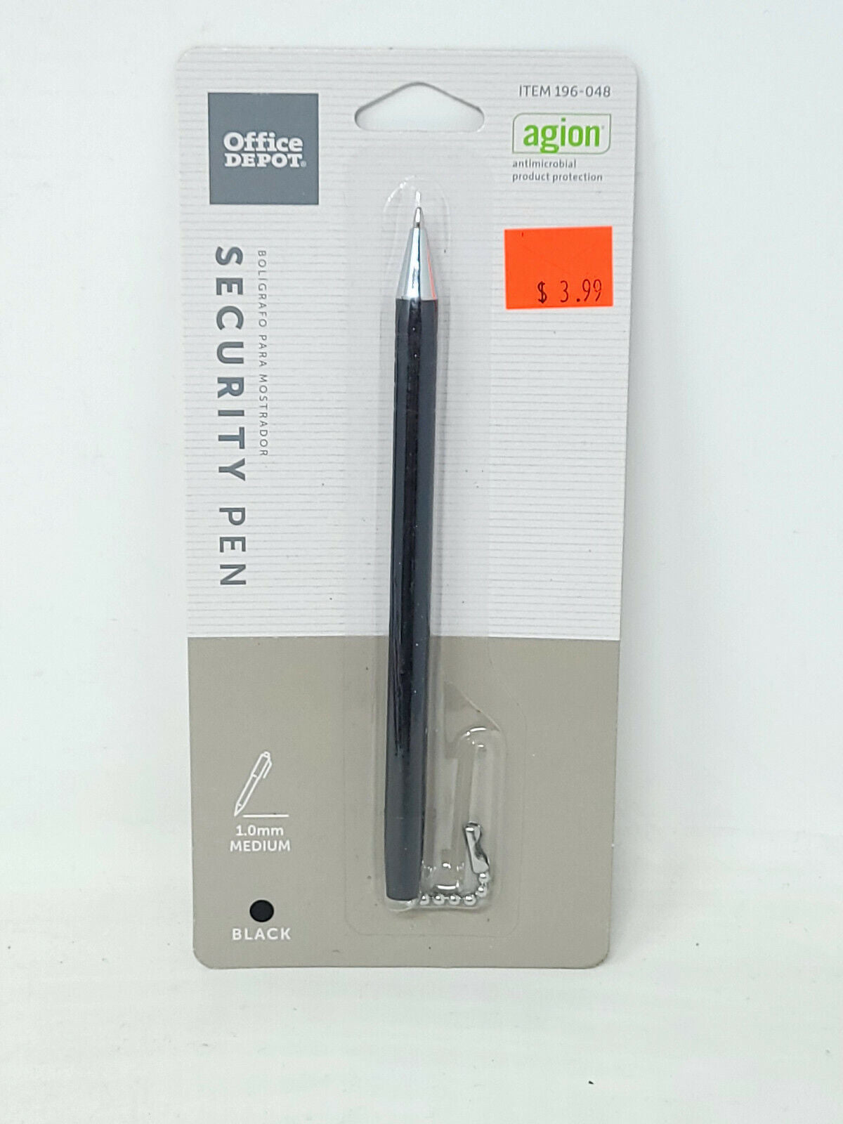 18x Packs Office Depot Brand Security Pen, Antimicrobial, Medium Point, black