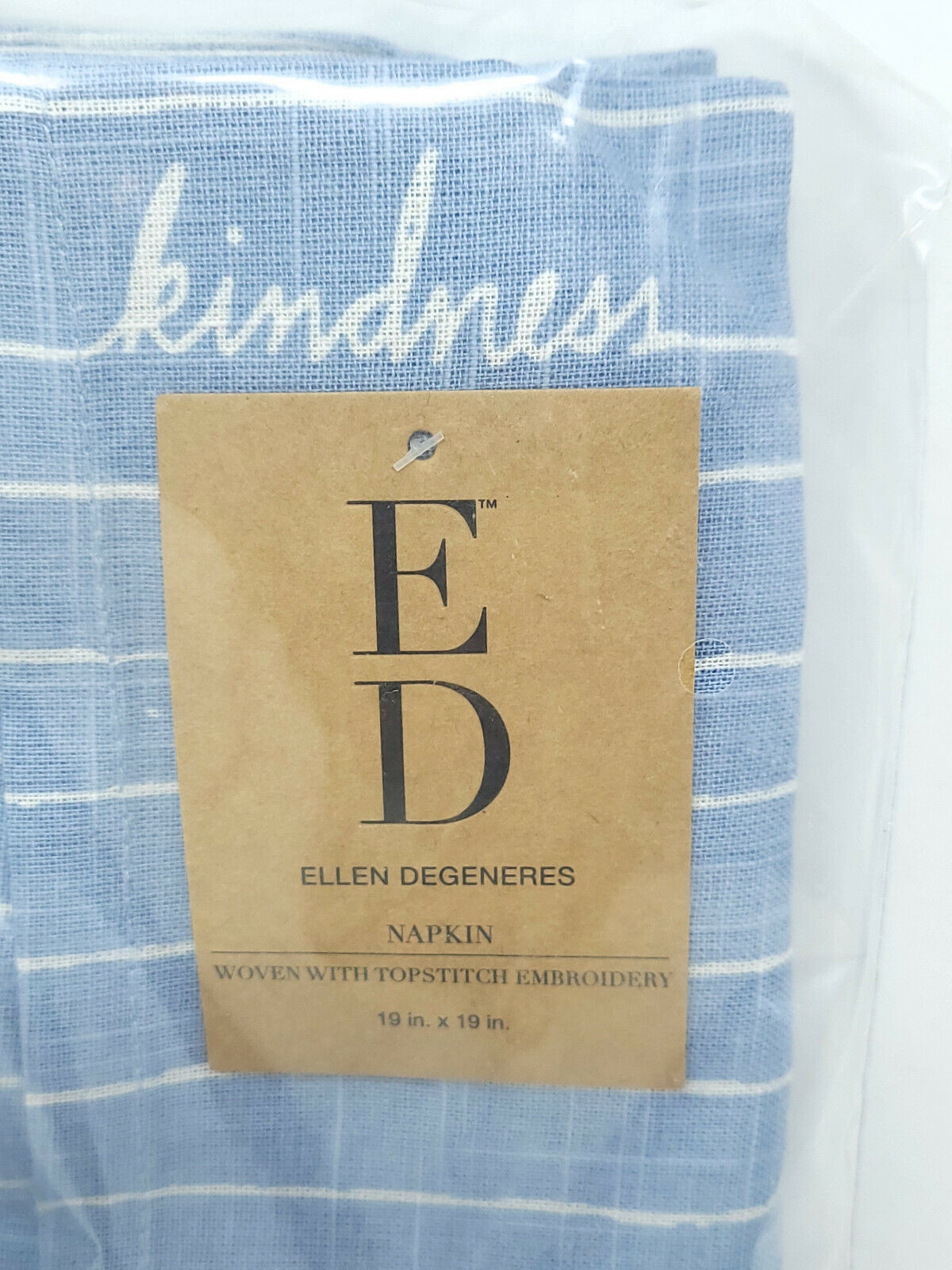 Lot of 2x ED Ellen DeGeneres “Signature Words" (19” x 19”) Napkins Blue - NEW