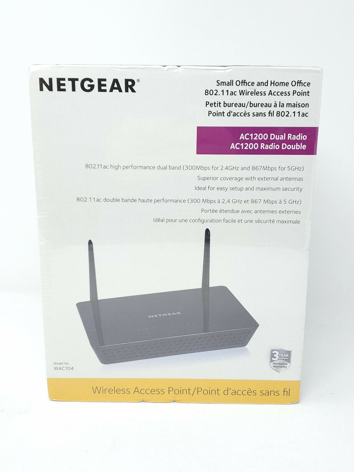 NETGEAR WAC104 - Dual-Band AC1200 AP 4 x 1G Ethernet Ports 802.11ac - New