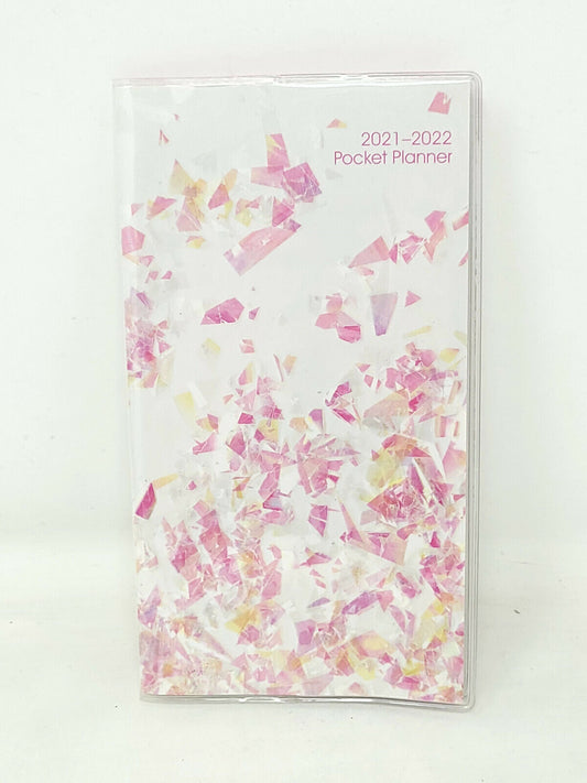 2021-2022 Pocket Planner Monthly Calendar "Pink Fragments"  6.75x3.75" - NEW