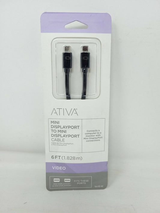Ativa Mini Displayport to Mini Displayport Cable 6 ft. video, Heavy Duty - NEW