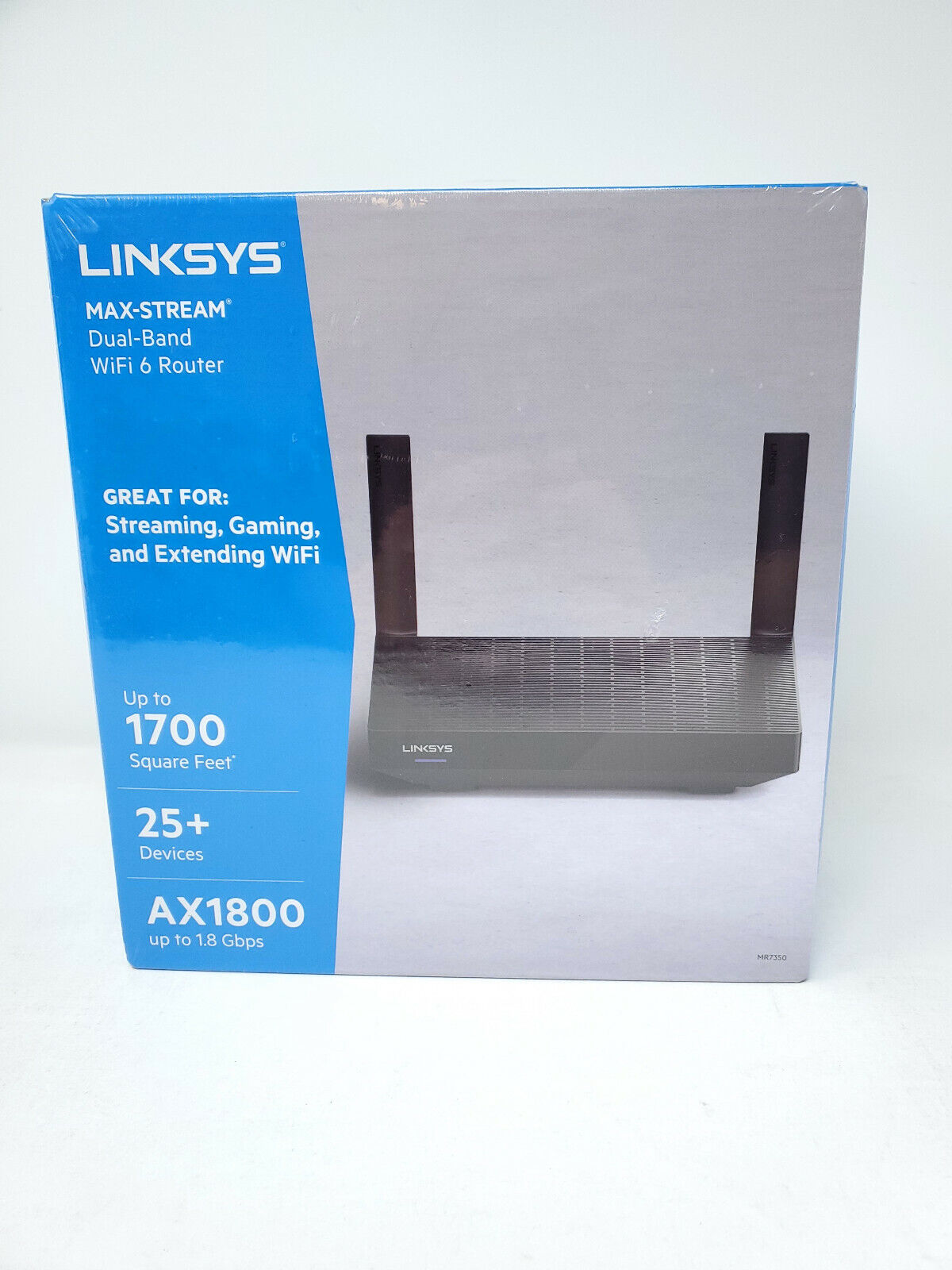 Linksys - Max-Stream AX1800 Dual-Band Mesh Wi-Fi 6 Router - Black - New in Box