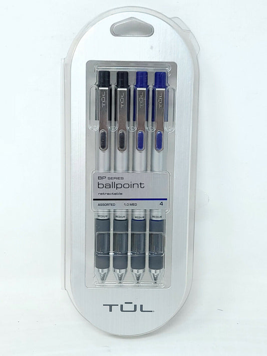 Ballpoint Pens TUL BP3 Ballpoint 4 Pk, Retractable, Medium 1.0mm, Blue & Black