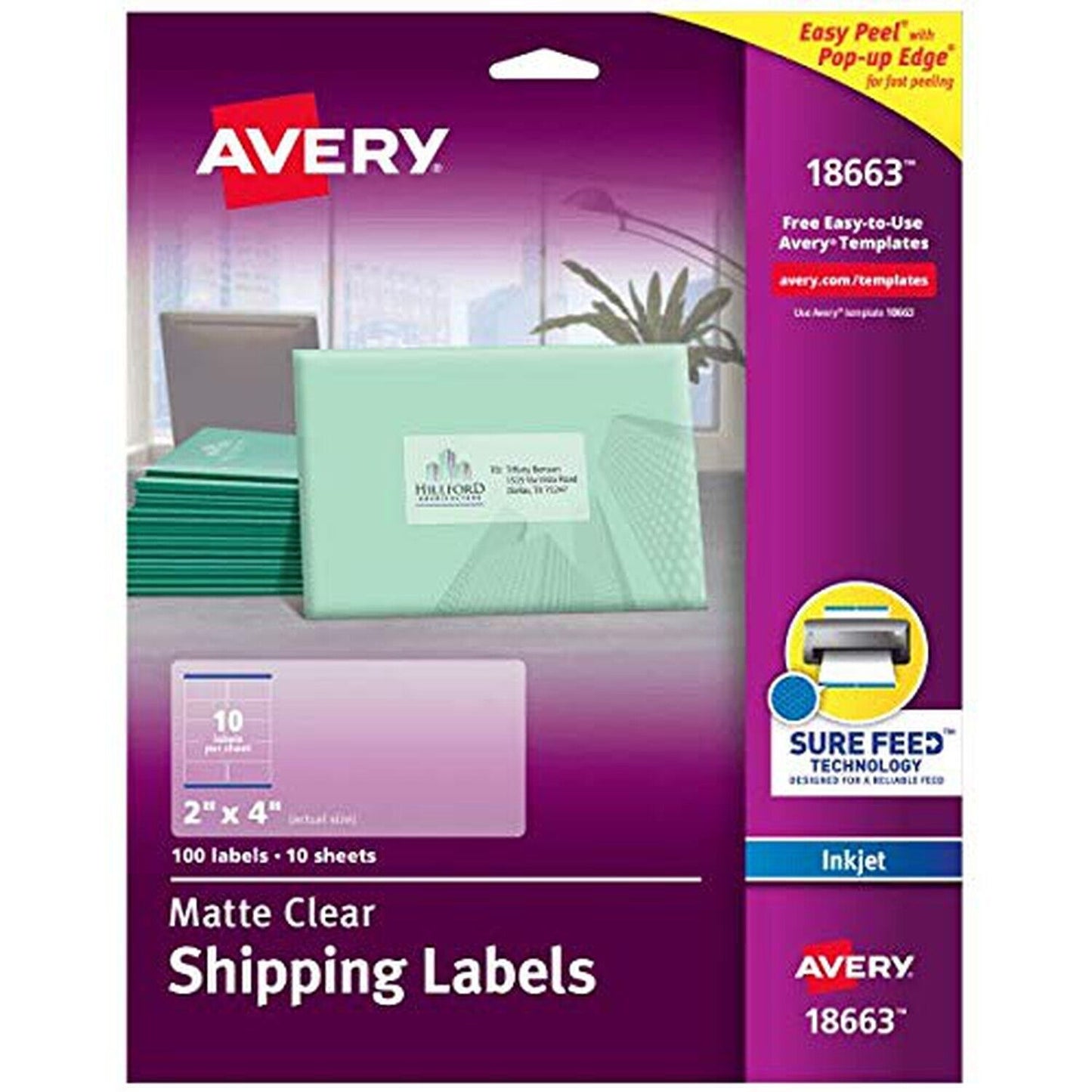 Avery Matte Clear Address Labels with a Frosted Finish for Inkjet Printers, 2...