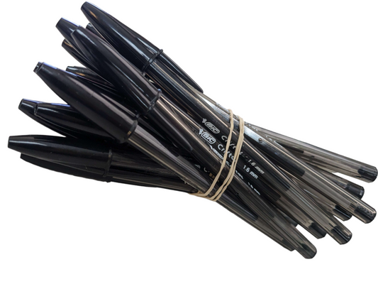 Bic 10 Ballpoint Stick Pens Cristal - BLACK Ink - 1.6mm Medium Point