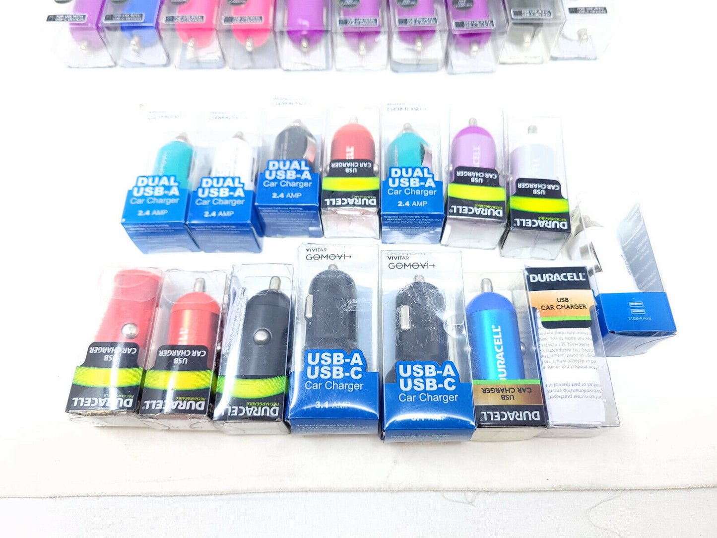 Lot of 55x Duracell USB Car Charger Power Adapter For Cell Phone IPhone Tablet