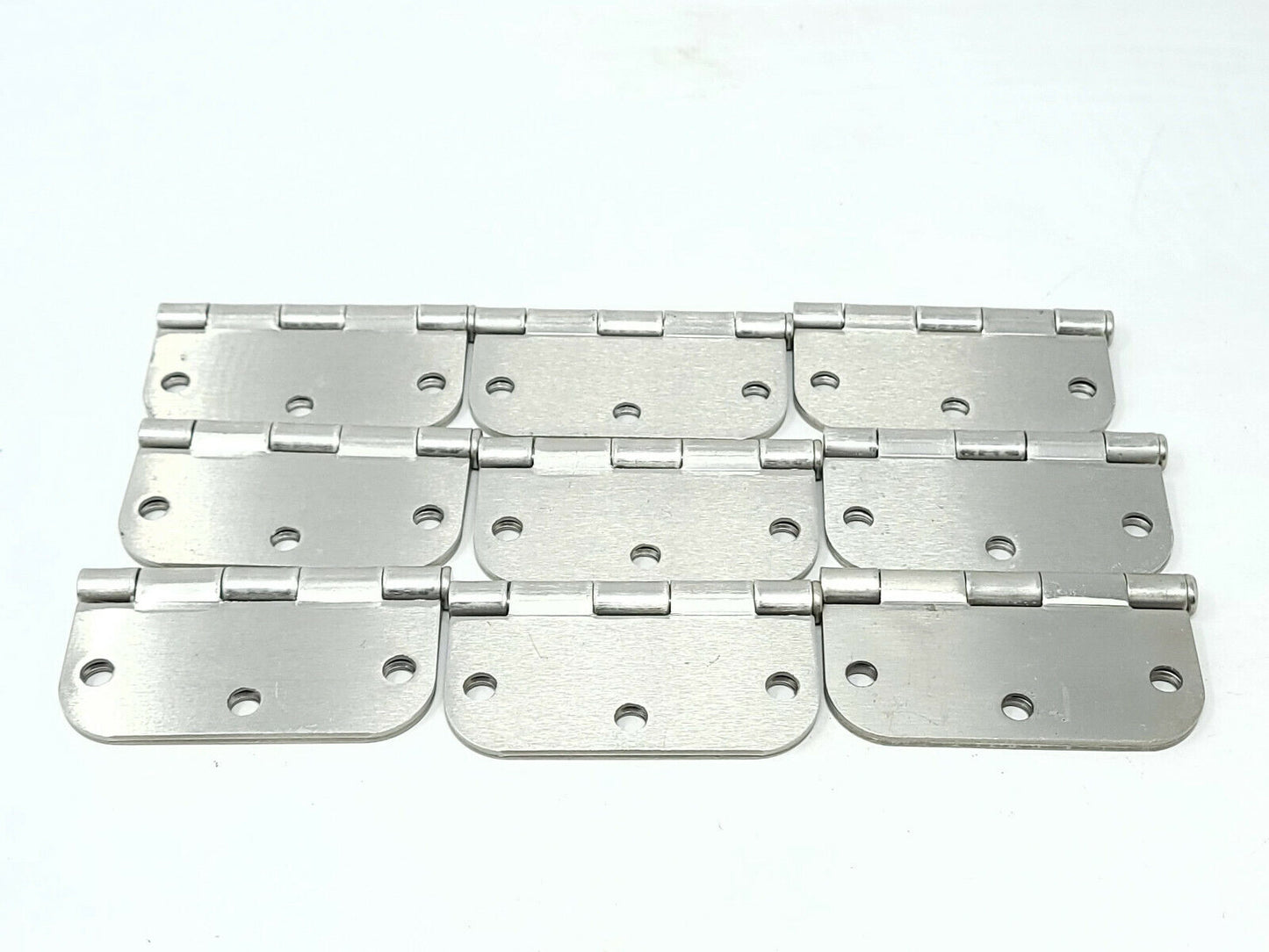 Lot of 9 Brand New Satin Nickle Door Hinges 3 1/2 in - round corners - NEW