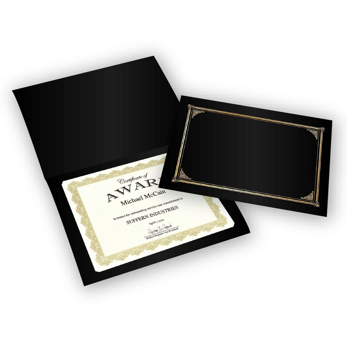 Geographics Classic Linen Certificate/Document Covers, 12.5” x 9.75”, Black (...