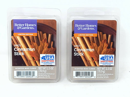 2x Better Homes and Gardens Spicy Cinnamon Stick Scented Wax Cubes - 2.5OZ