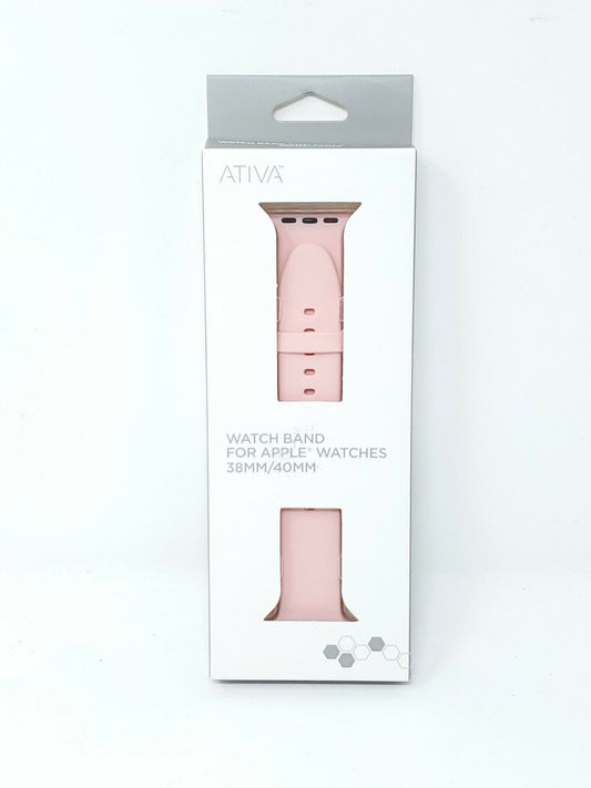 ATIVA Silicone Watch Band for Apple Watch, Pink - 38mm & 40mm - New In Box