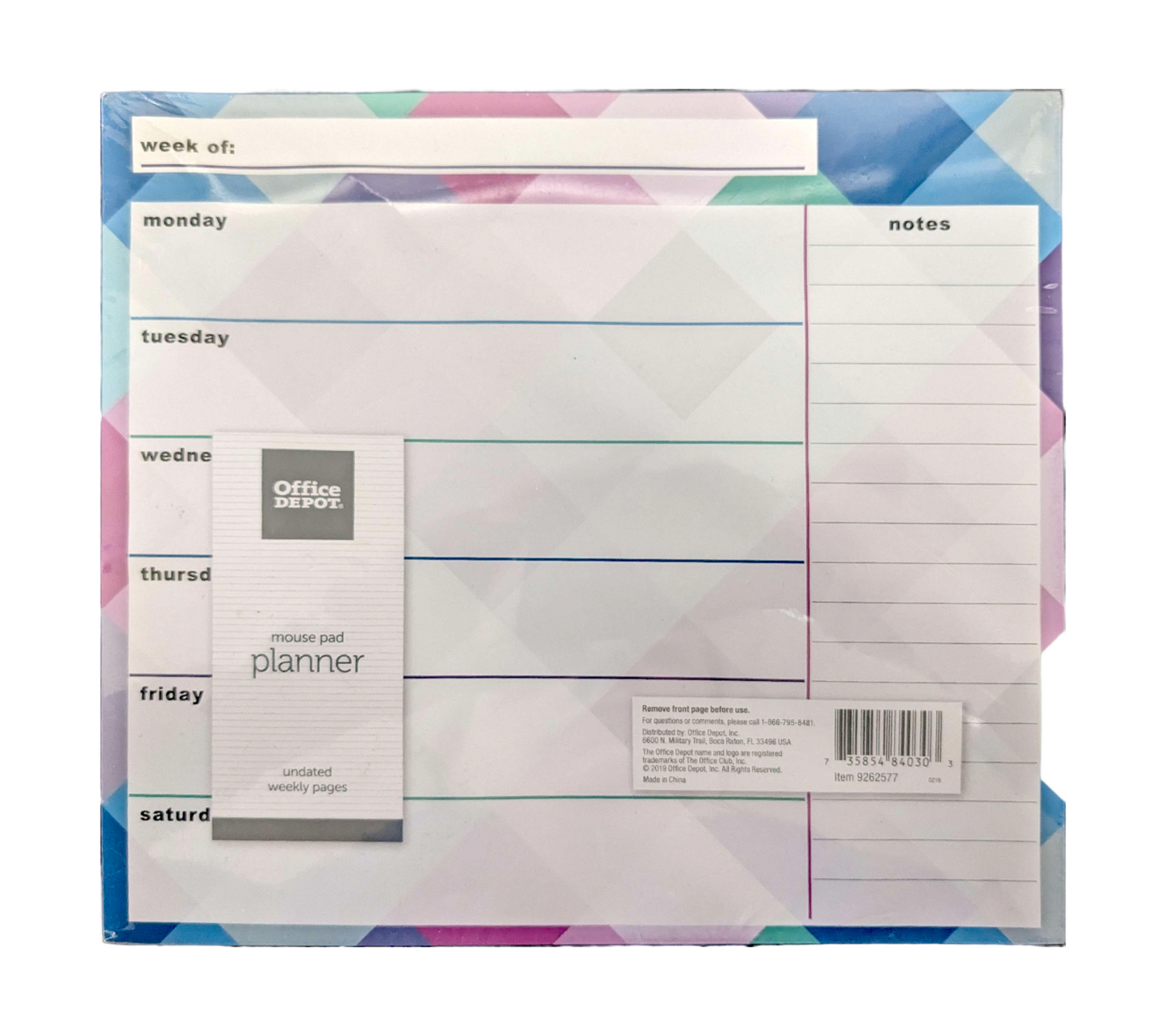 Office Depot Weekly Plans Notepad/mousepad – Streamline Your Week Ahead