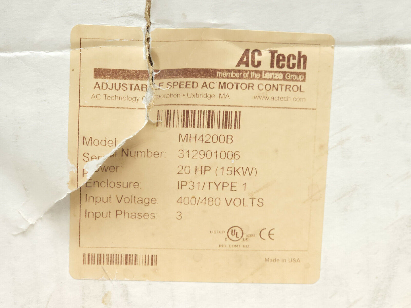 AC Tech LENZE MH4200B - Variable Torque HVAC Drive - NEW OPEN BOX