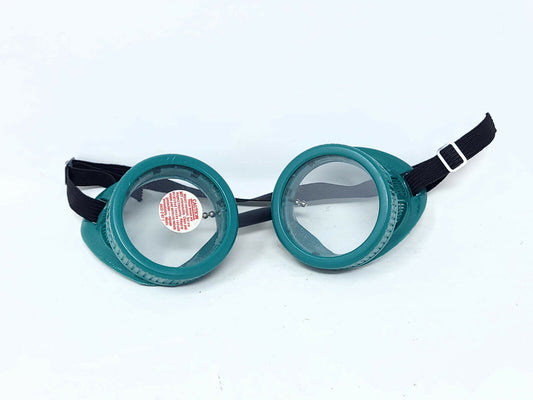 Antique Clear/Green Goggles Safety (Glasses) - Vintage - With tag on lens