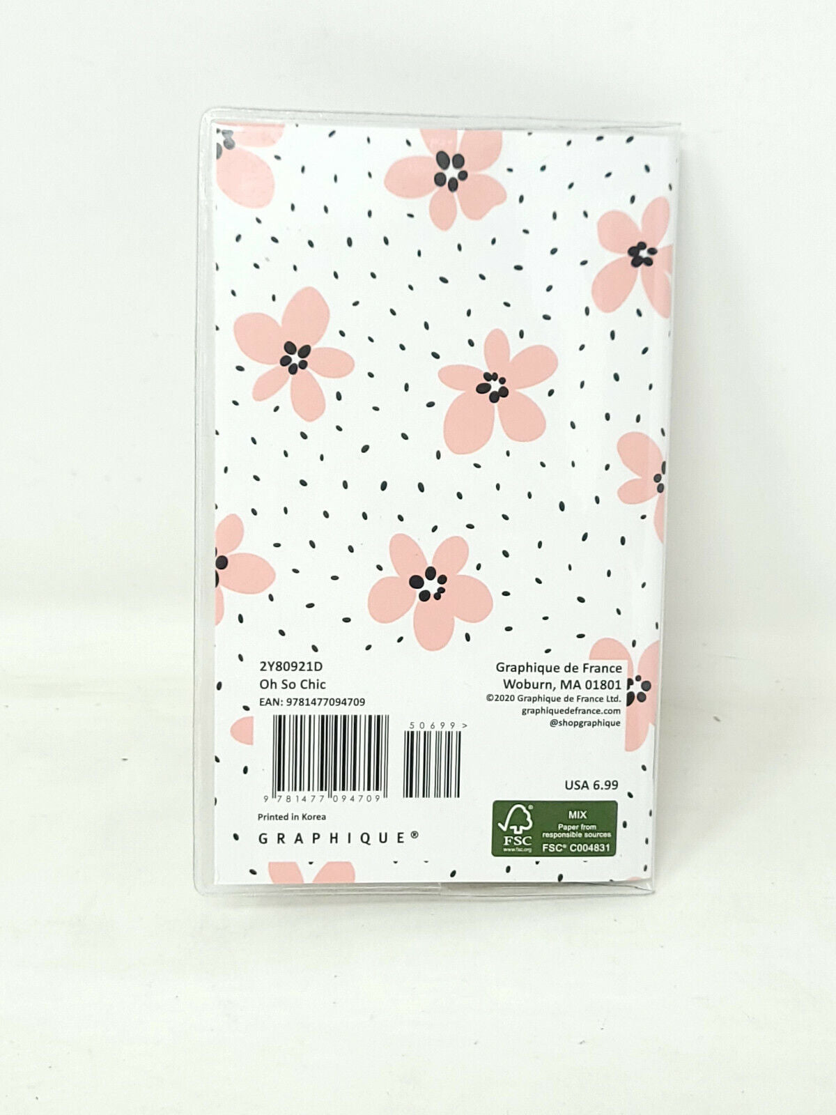 2021-2022 Pocket Planner Monthly Calendar "Oh So Chic" Flower  6.75x3.75" - NEW