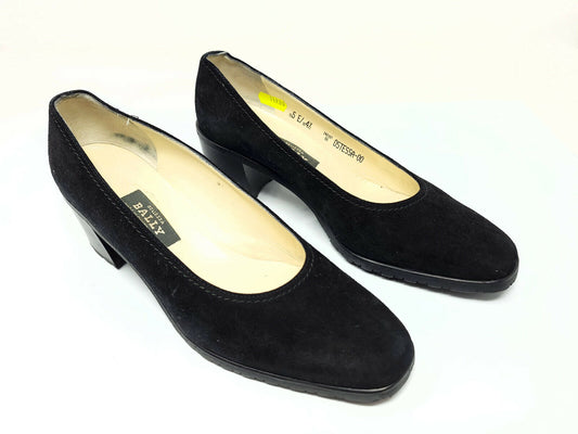 BALLY Bellezza Ostessa Block Heel Black Suede - Women Sz 4.5 -Lite Wear READ 7.5