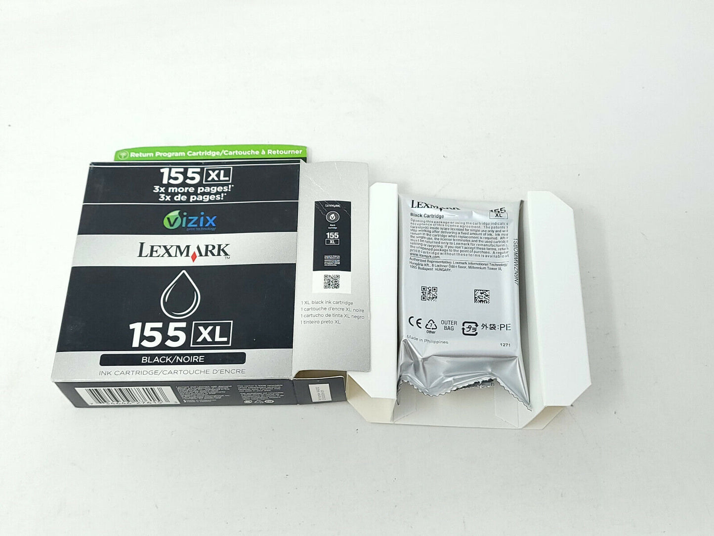 GENUINE LEXMARK 155XL Black High Yield Ink Cartridge - Cart sealed - Open Box