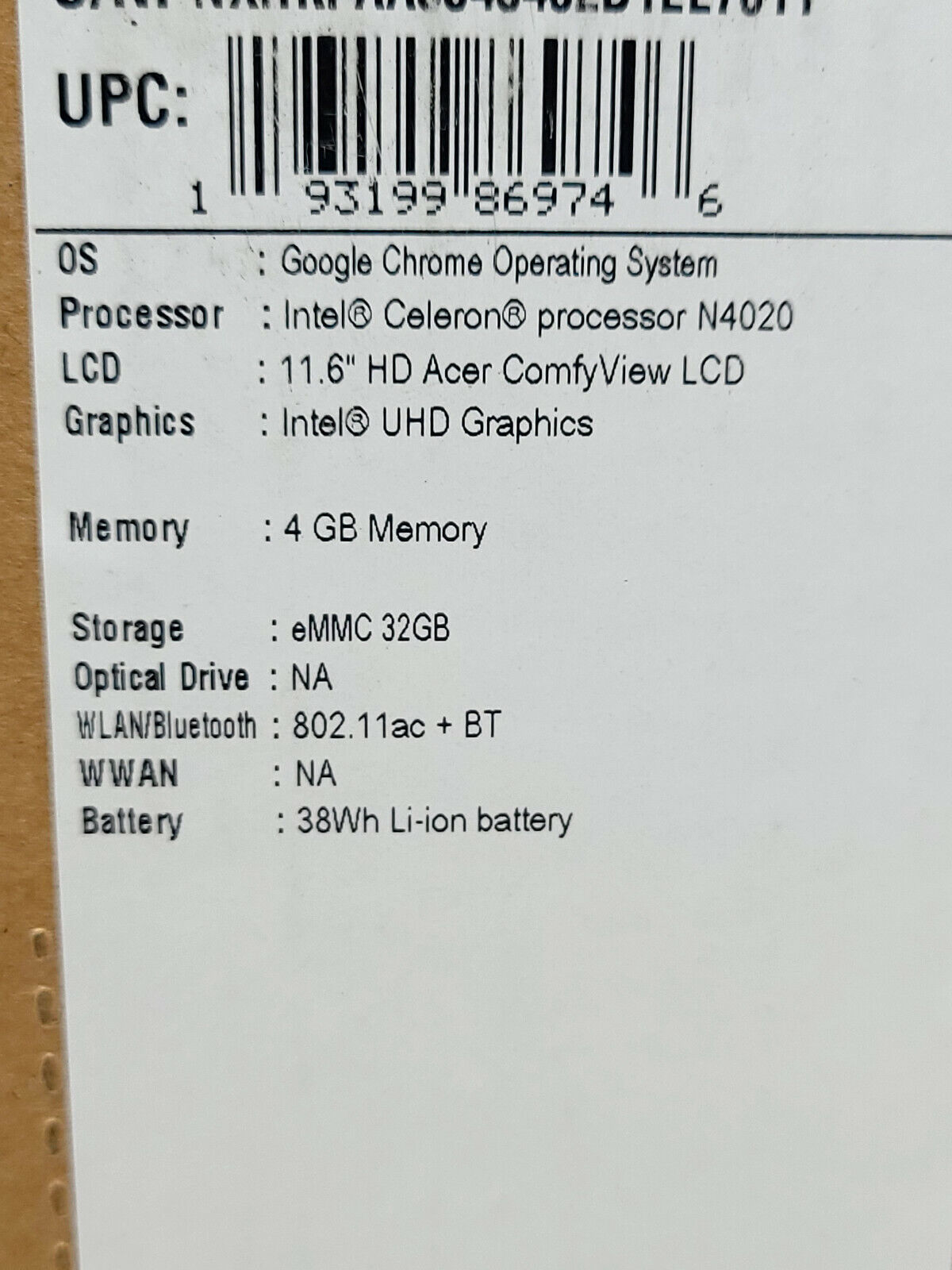 Acer Chromebook 311 CB311-9H-C3KK Laptop, 11.6", Intel Celeron, 4GB 32GB - NEW
