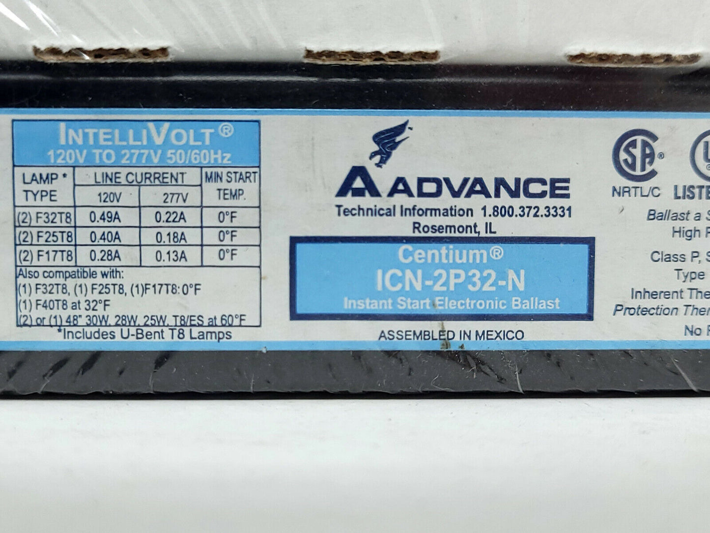 Philips Advance ICN2P32N 32W Electronic Fluorescent Ballast - BRAND NEW SEALED
