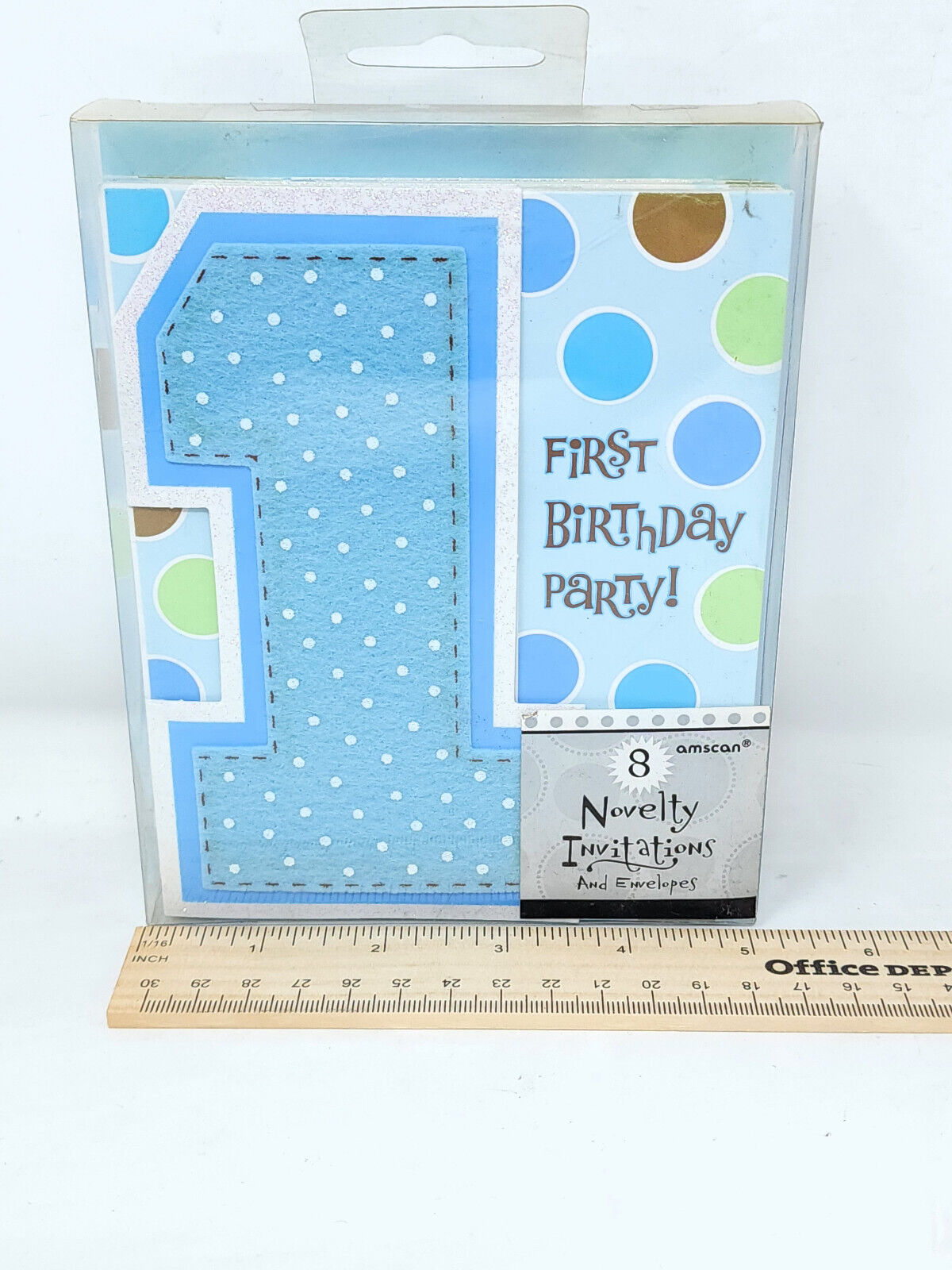 8 PACK Cards & ENVELOPES  "First Birthday Party" -  5"x6.5" - NEW