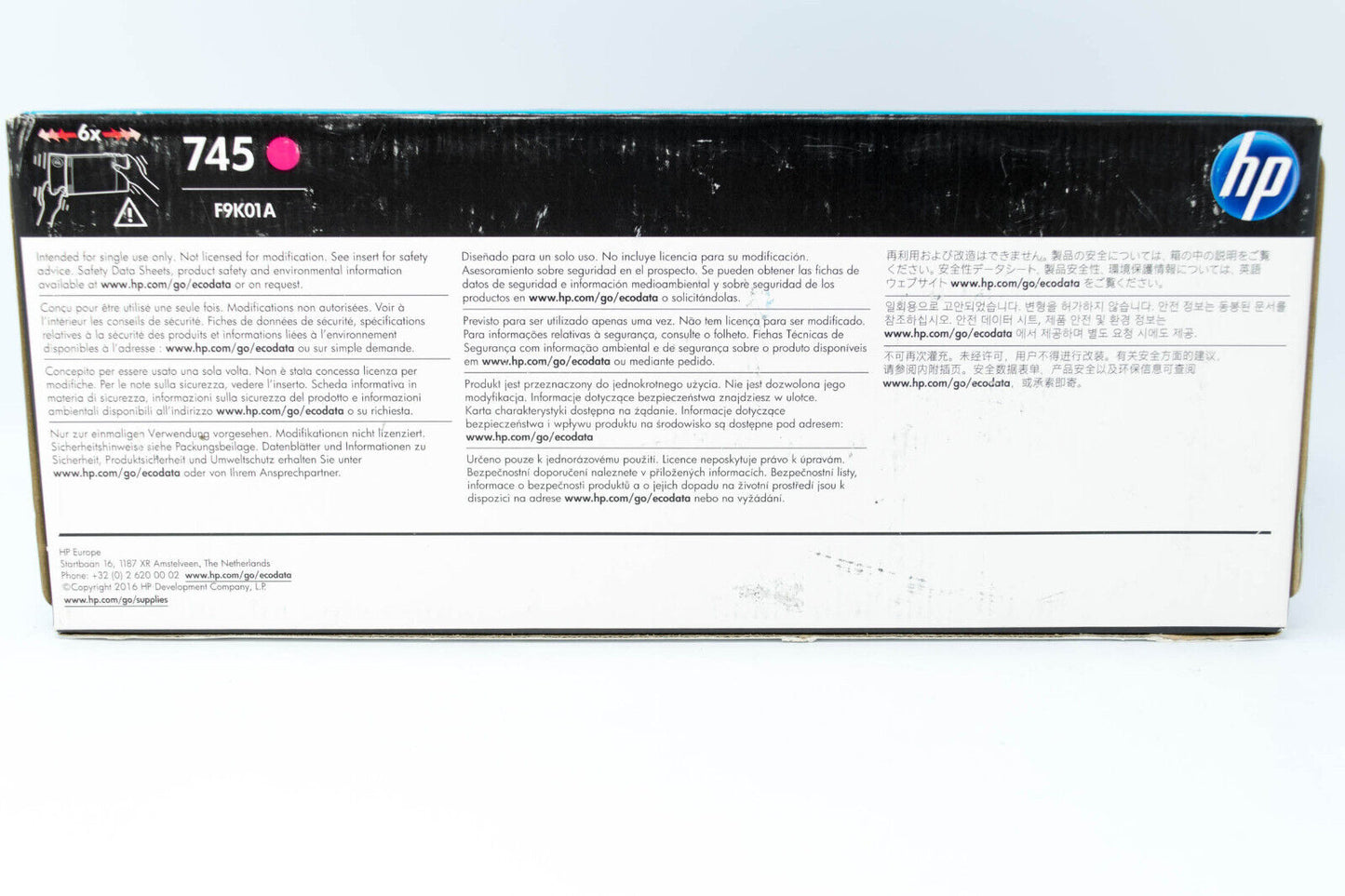 HP 745 300-ml DesignJet Ink Cartridge,Magenta (F9K01A) - NEW - EXP: JUL 2022