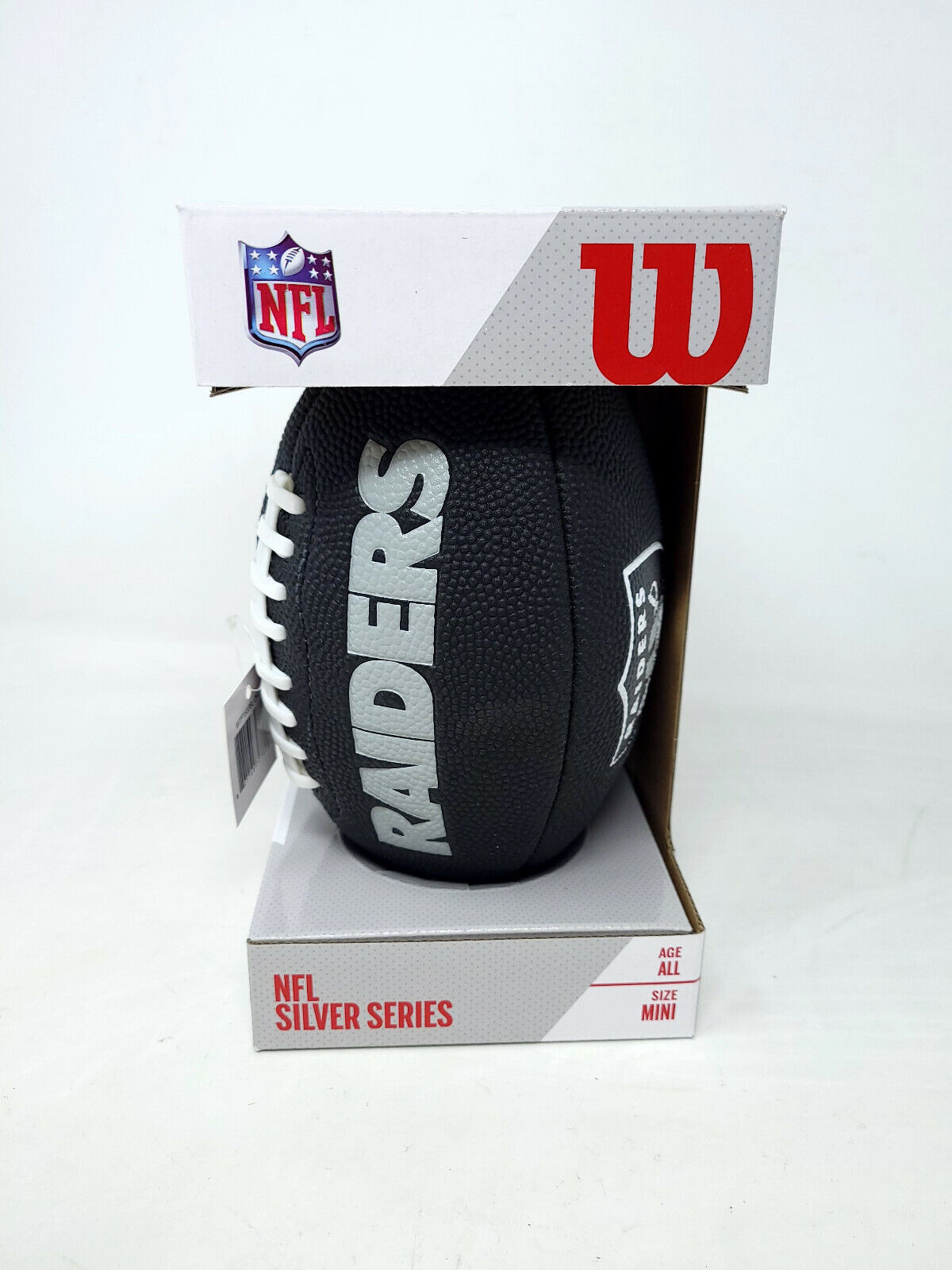 WILSON RAIDERS NFL SILVER SERIES MINI FOOTBALL BLACK - New in Box