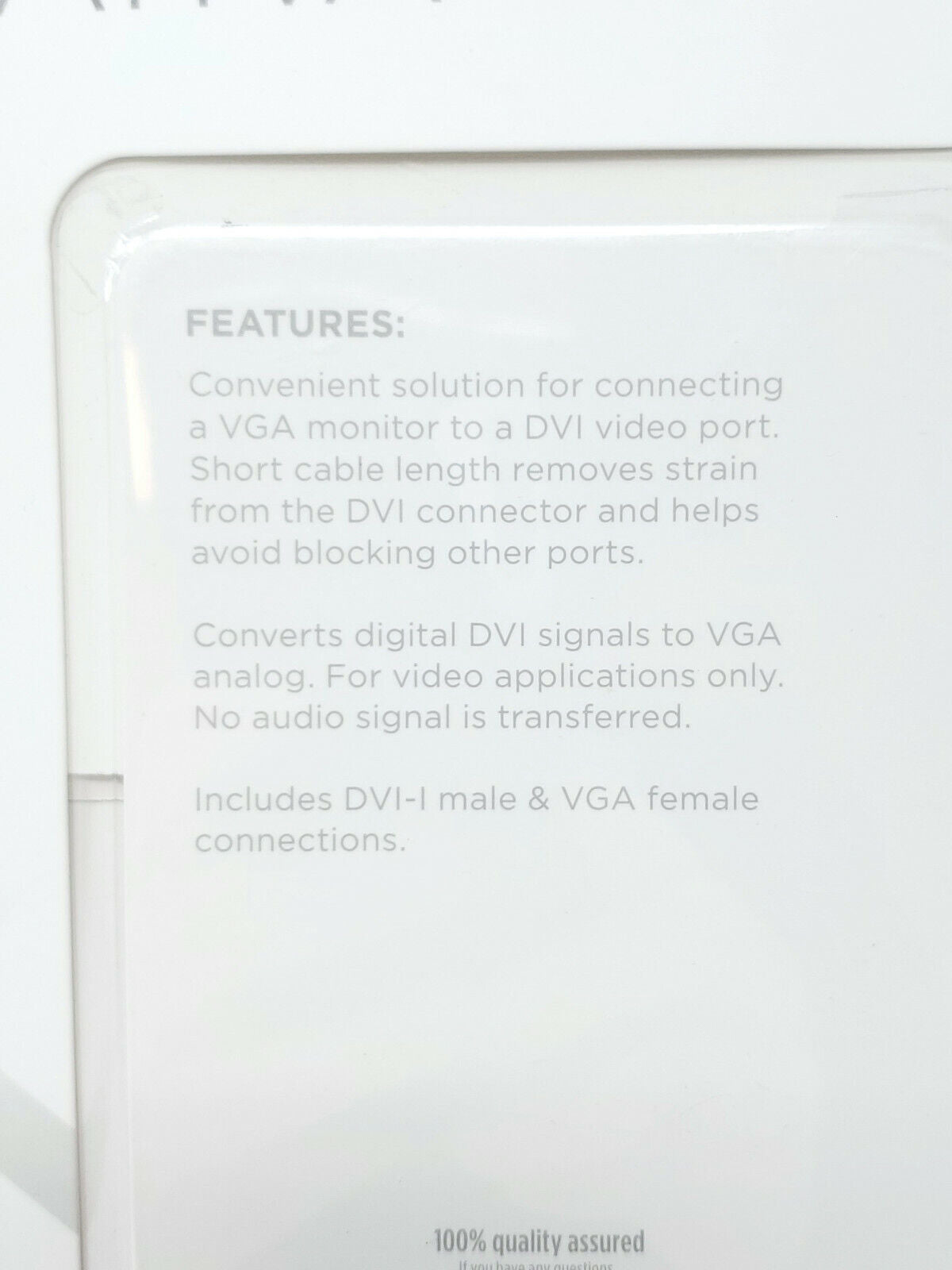 ATIVA DVI to VGA Pigtail Adapter - Item 529-446 - New in Box