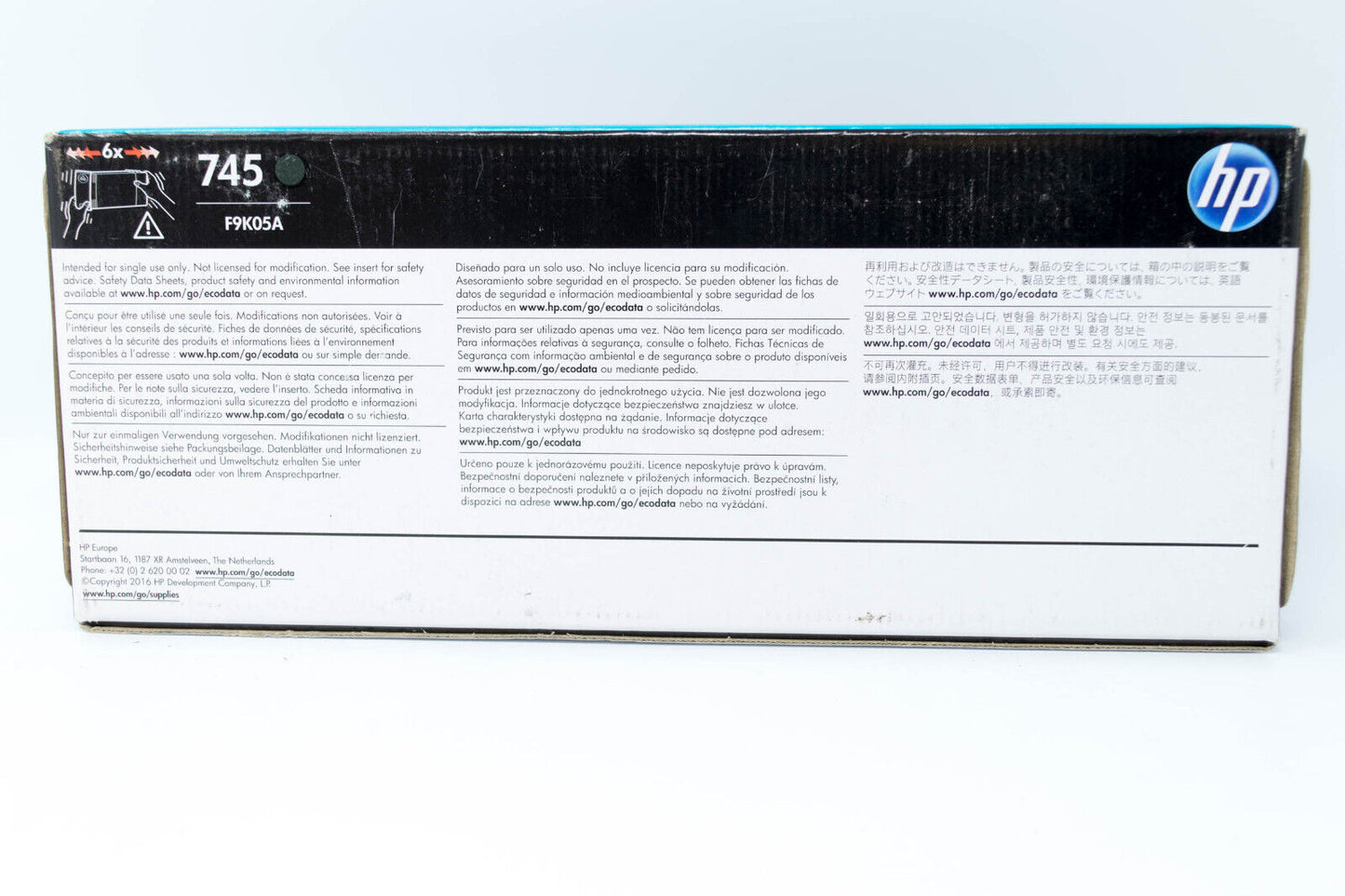 HP 745 300-ml DesignJet Matte Black Ink Cartridge, F9K05A - NEW - EXP: JUL 2021