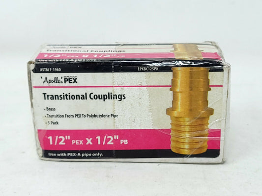 Apollo PEX Transitional Couplings 1/2”PEX X 1/2”PB Model: EPXBC125PK - Open Box