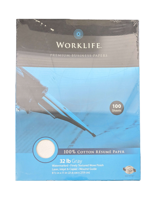 Worklife Premium Business Papers - 100 Count - 100% Cotton Resume Paper