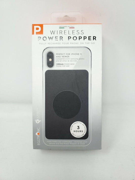 Eggtronic Power Bank, With Phone Pop Grip Black PPBK2 1500mAh iPhone Case - NEW