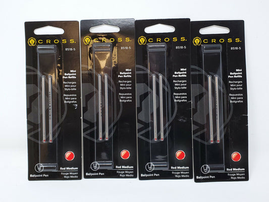 Cross Mini Ballpoint Pen Refills - Red Medium - 8518-5 - Lot of 4 packages