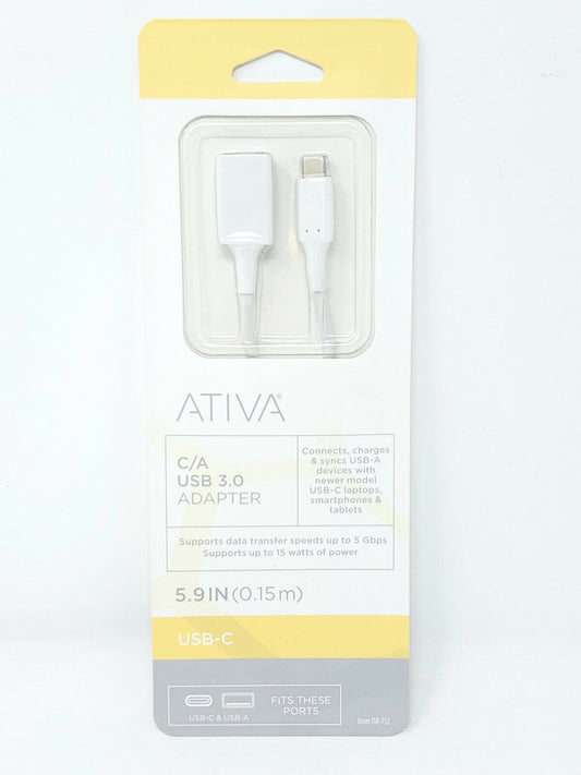 ATIVA USB-C to A USB 3.0 Adapter - Item Number 118-752 - New in Box