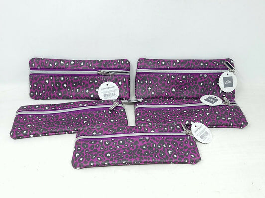 5x Office Depot - Purple Leopard - Pencil Pouches - 8" x 3.5" - NEW