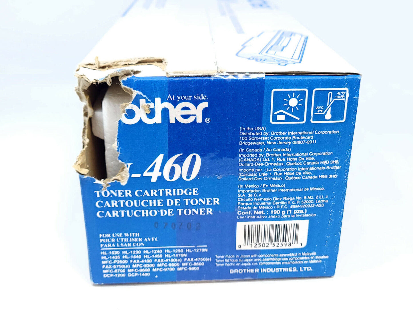 Brother TN-460 High Yield Black Toner Cartridge New In Box - Damage on Box