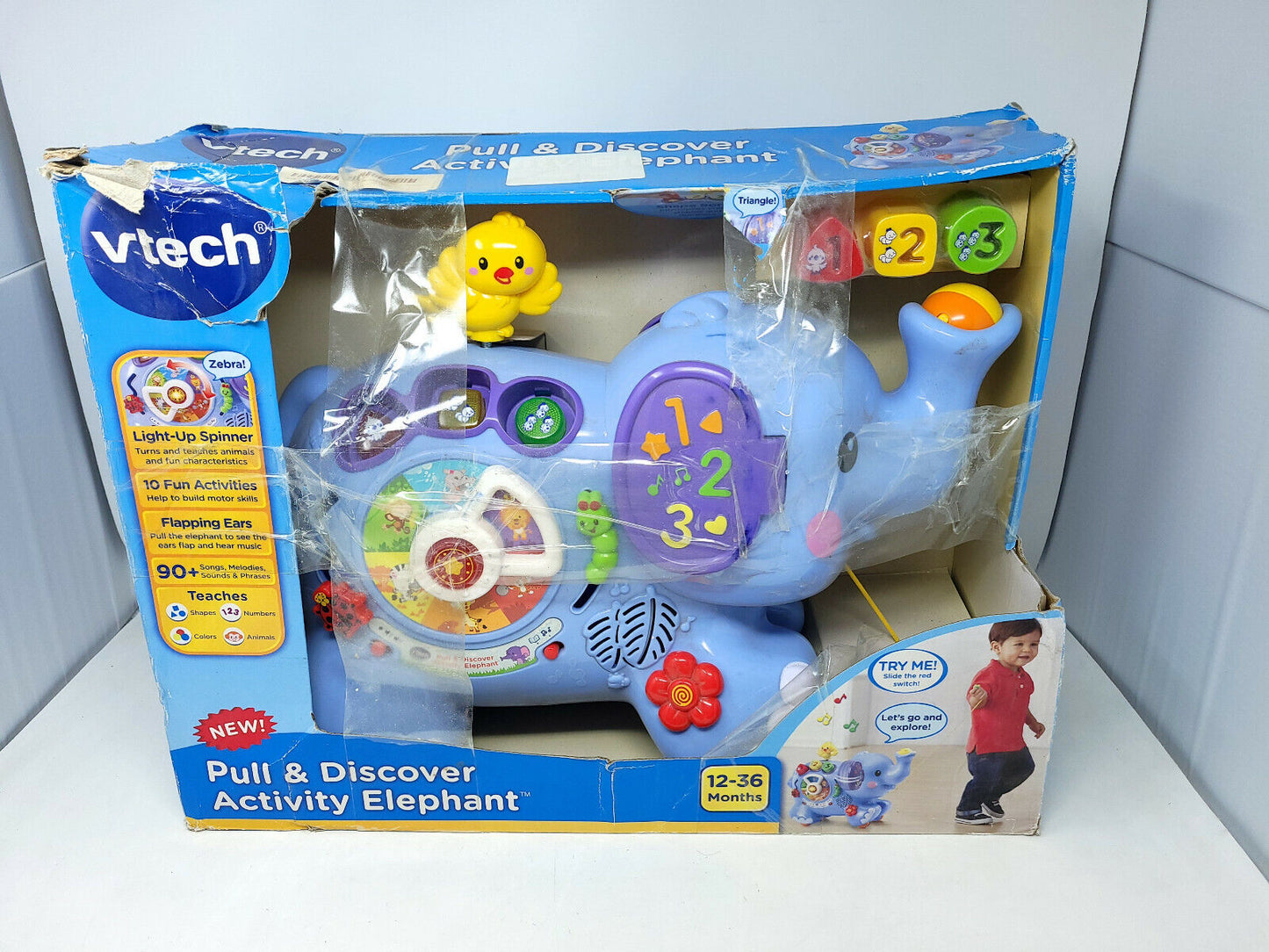 VTech Pull and Discover Activity Elephant Infant Toddler Learning Toy - READ